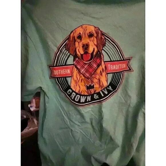 Crown & Ivy Mens Southern Tradition Dog Graphic Blue Shirt NWT SZ M CR3 - Picture 2 of 5